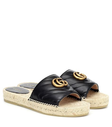 gucci pilar leather espadrille sliders|Gucci Women's Pilar Leather Espadrille Sandals .